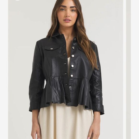 Jakett Jackets & Blazers - JKT NYC Brie Burnished Genuine Leather Jacket
Black